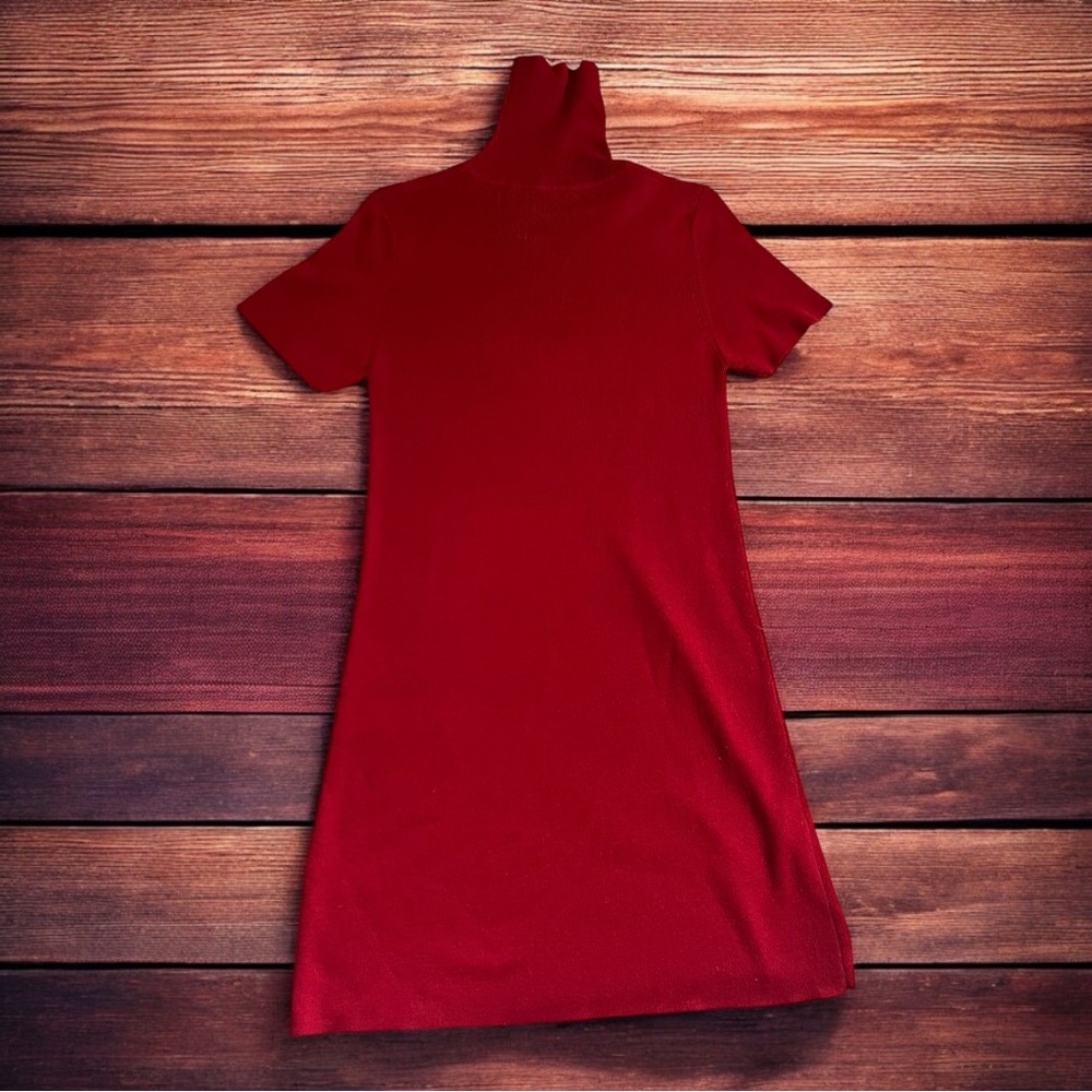 Vibrant M.J. Carroll red knit sweater dress